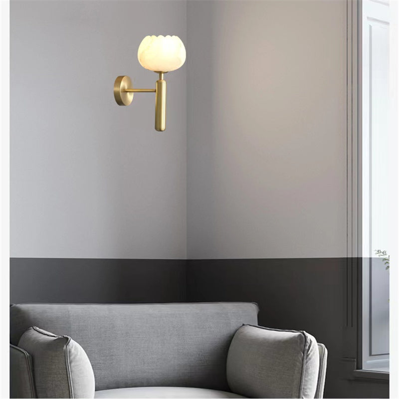 Antonia Modern Alabaster Globe Wall Sconce For Bedroom Wall Light Fixtures J-CHANDELIER