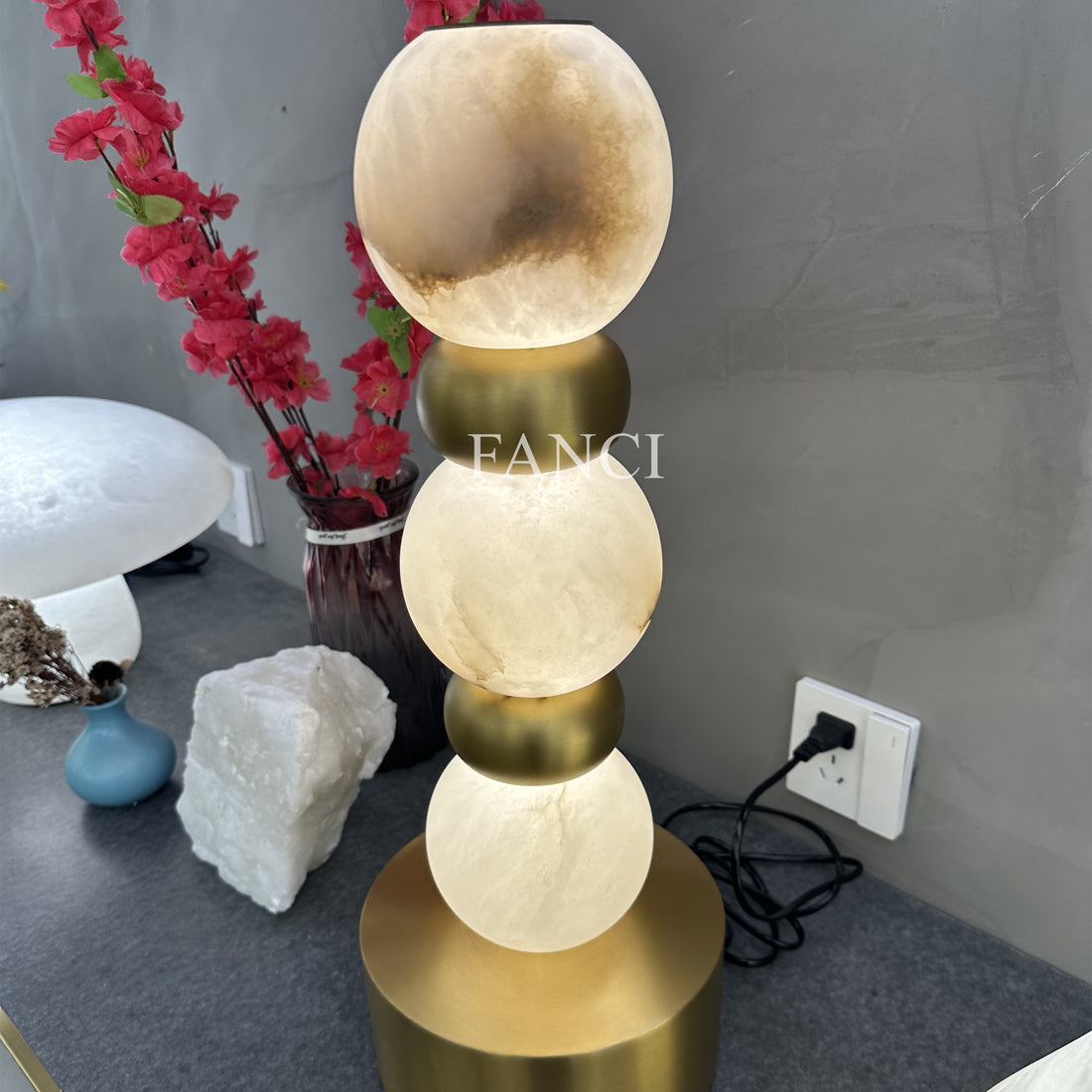 Collin Alabaster Table Lamp, Living Room Bedroom Desk Lamp