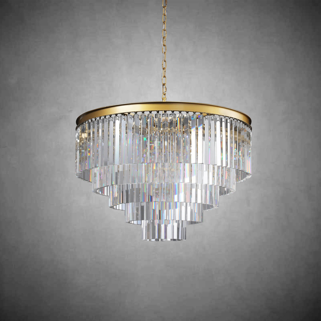 1920s Odoen Art Deco Round Chandelier 20"32''44''