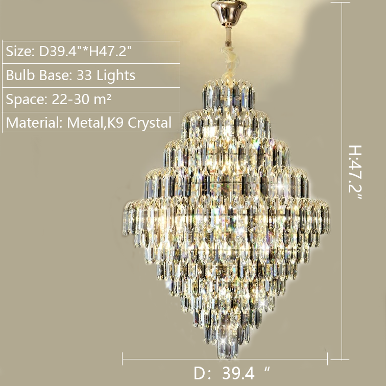 47.2 inch oversized honeybomb shaped crystal chandelier for foyer staircase living room