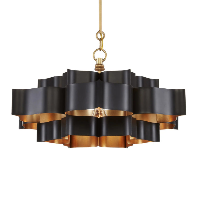 Grand Lotus Large Black Chandelier