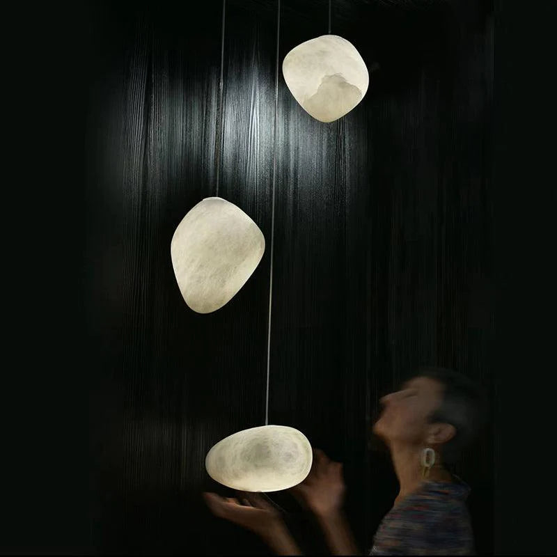 Shine Alabaster Natural Stone Pendant, Creative Pendant Light