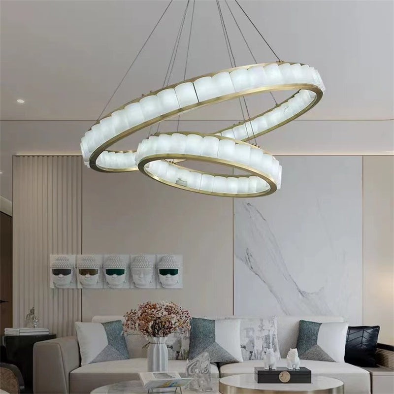 Fanci Gina Alabaster Circle Round Pendent Light, Galaxy Pendant Light