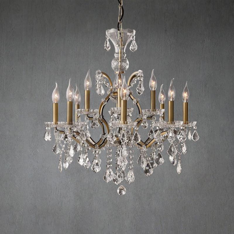 Rococo Iron & Crystal Round Chandelier 28"