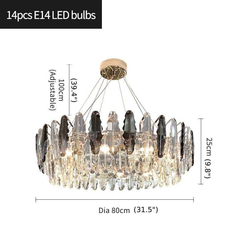 fancilighting Round Gold Crystal Shine Chandelier For Living Room, Kitchen