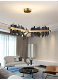 fancilighting Black/gold led light ceiling chandelier for living room, bedroom, dining room Black