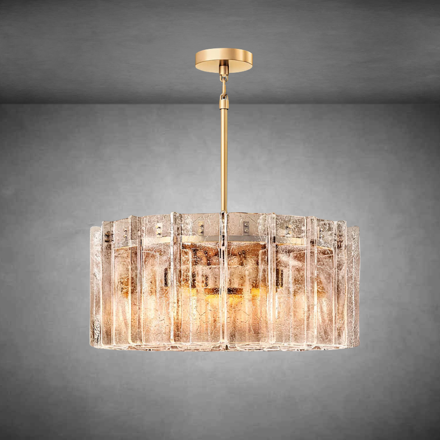 Lattce Somke Glass Round Chandelier 36''48"