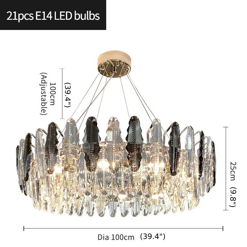 fancilighting Round Gold Crystal Shine Chandelier For Living Room, Kitchen