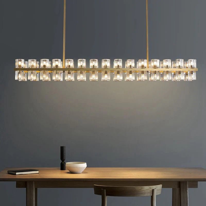 Reger Modern Linear Crystal Chandelier, Dining Room Light Fixtures