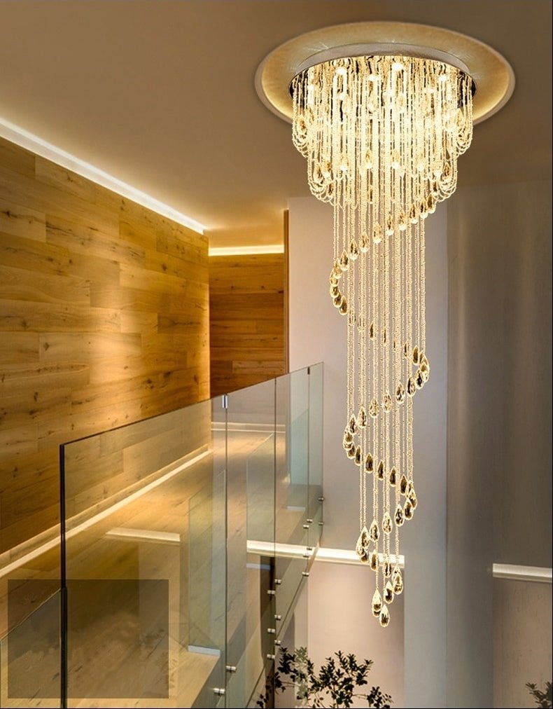 fancilighting Double Spiral Staircase Crystal Chandelier for Loft, Restaurant, Hotel, Hall, Stairwell image | luxury furniture