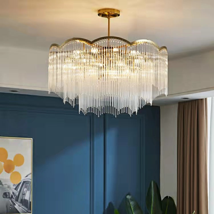 Elegant Lighting Chandelier Linear Crystal Lamp For Living/ Dining Room