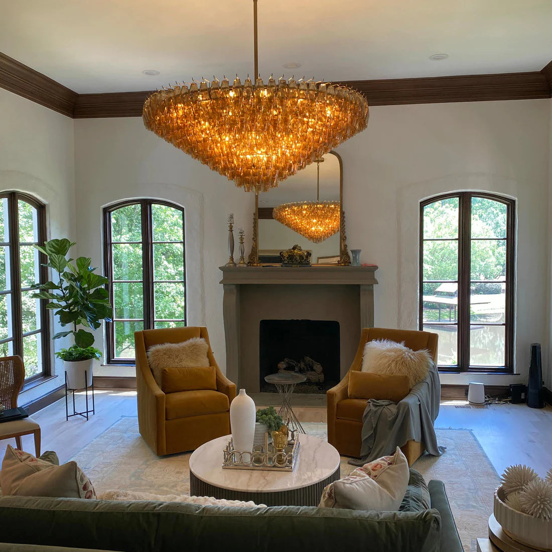 Sierra Glass Tiered Round Chandelier 47"