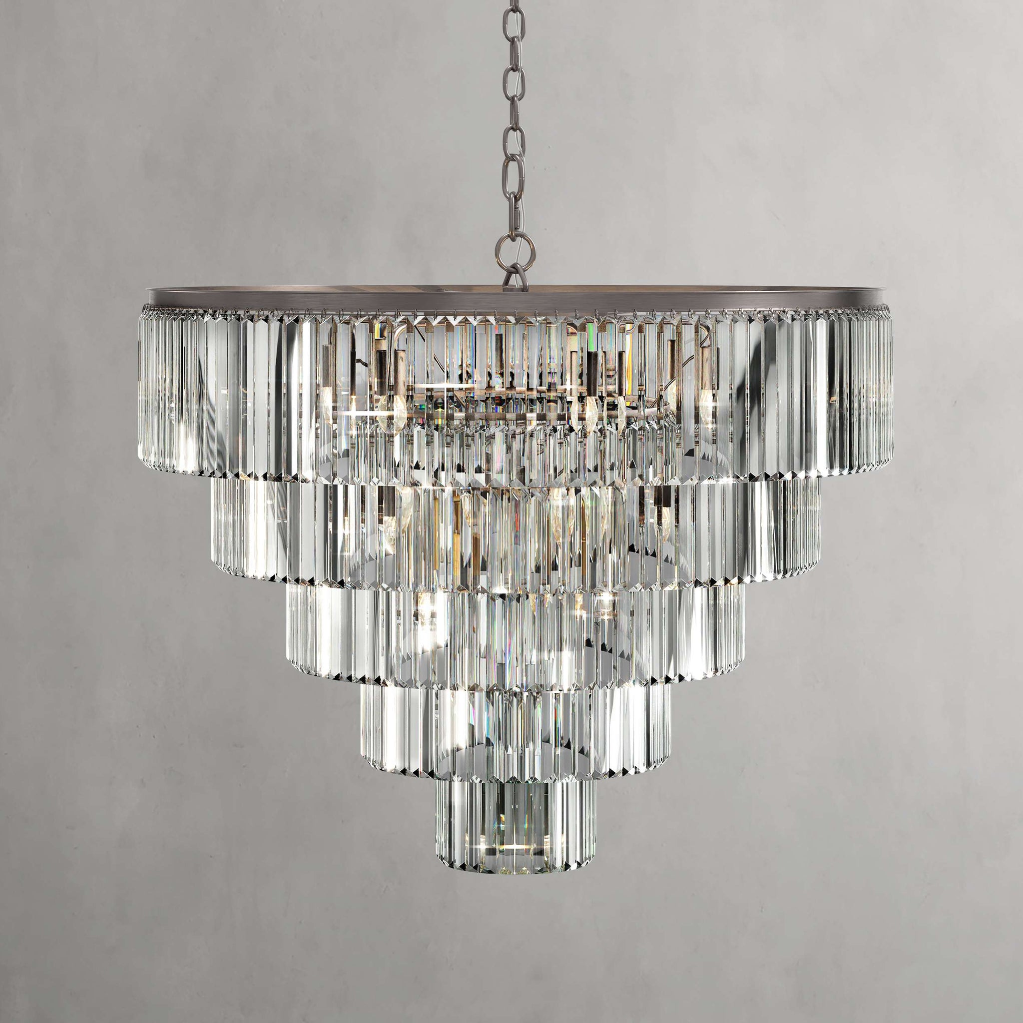 Leyland Tiered Round Chandelier in Nickel