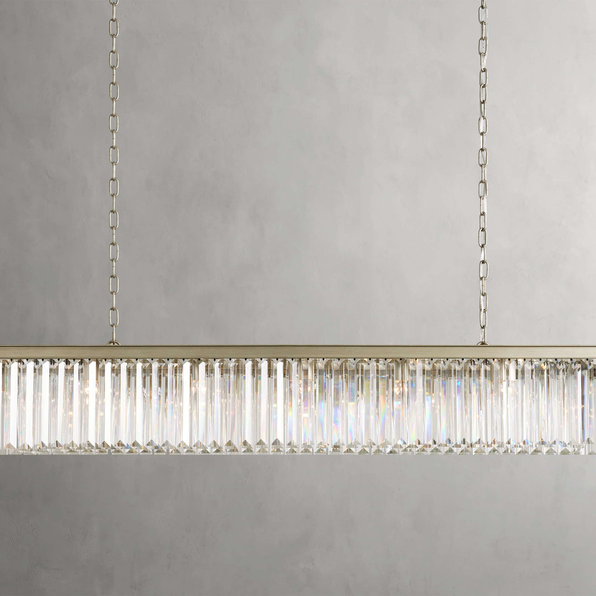 Leyland Rectangular Chandelier in Nickel