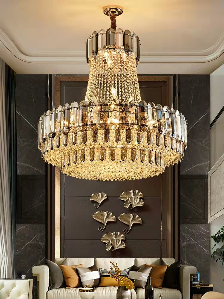 High-grade Crystal Chandelier For Living Room Luxury Duplex Hallway Ceiling Light Fixture