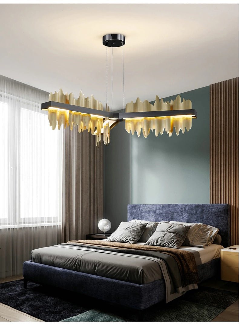 fancilighting Black/gold led light ceiling chandelier for living room, bedroom, dining room