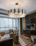 fancilighting Round Gold Crystal Shine Chandelier For Living Room, Kitchen Dia23.6*H9.8