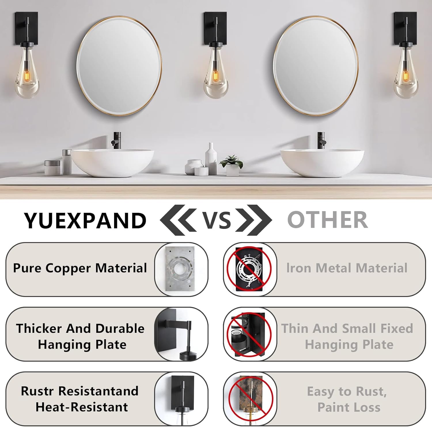 Modern Raindrop Wall Sconces Lighting Rod Type Set of 2, Matte Black Indoor Vanity Light Fixtures for Bathroom,Wall Lamp with Clear Solid Glass Raindrop for Bedroom(Including Bulb)