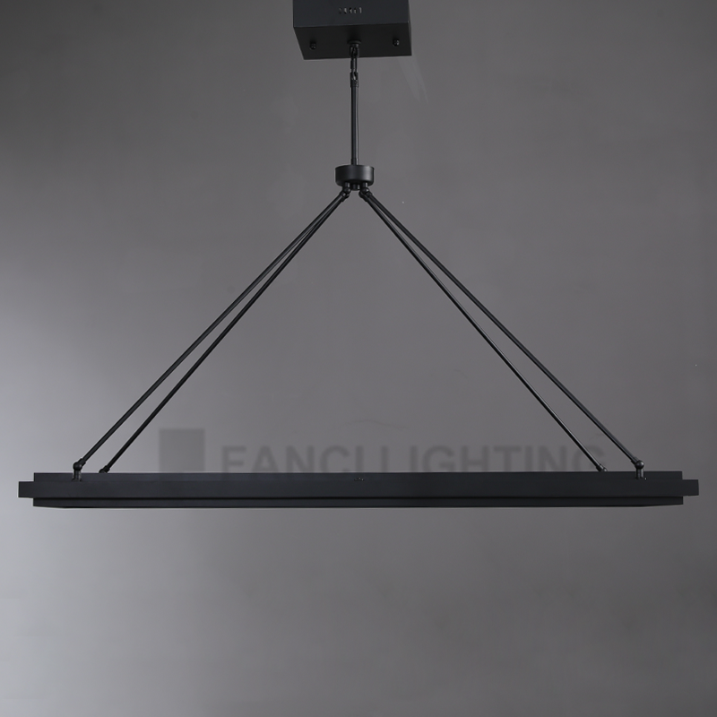 Hazel Metal Retangular Chandelier, Modern Black Pendant Chandelier