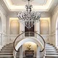 Grand Black Crystal Chandelier: 24-Light Modern Fixture for High Ceilings