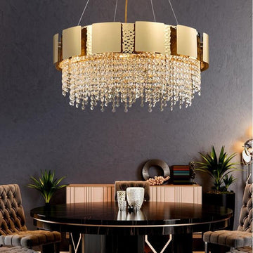 Fanci Kimbra Crystal Chandelier, Stainless Steel Pendant Light Chandelier for Room