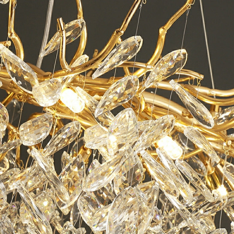 Affordable New French Style Branch Beautiful Crystal 2022 Popular Chandelier Crystal Leaves Ceiling Light Fixture For Living room Bedroom