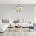 Aged Brass and Textured Glass Bouquet Style Large Chandelier