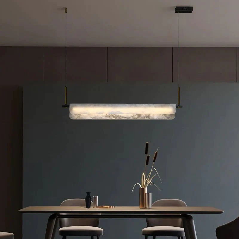 Alabaster Linear Lamp, Modern Marble Chandelier