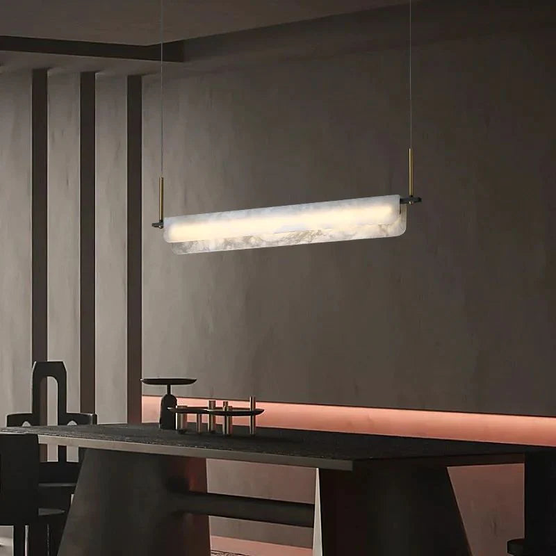 Alabaster Linear Lamp, Modern Marble Chandelier