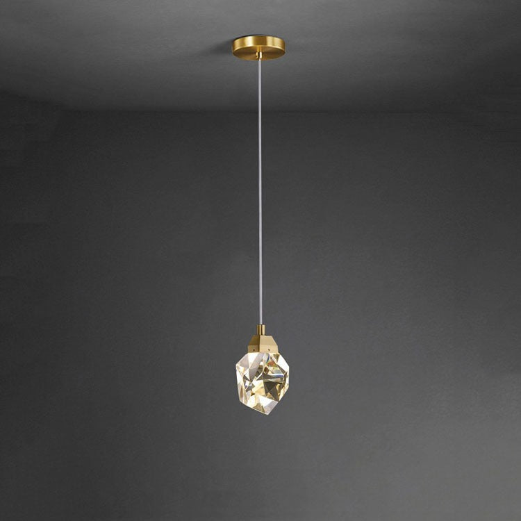 Fanci Faceted Crystal Pendant Light, Brass