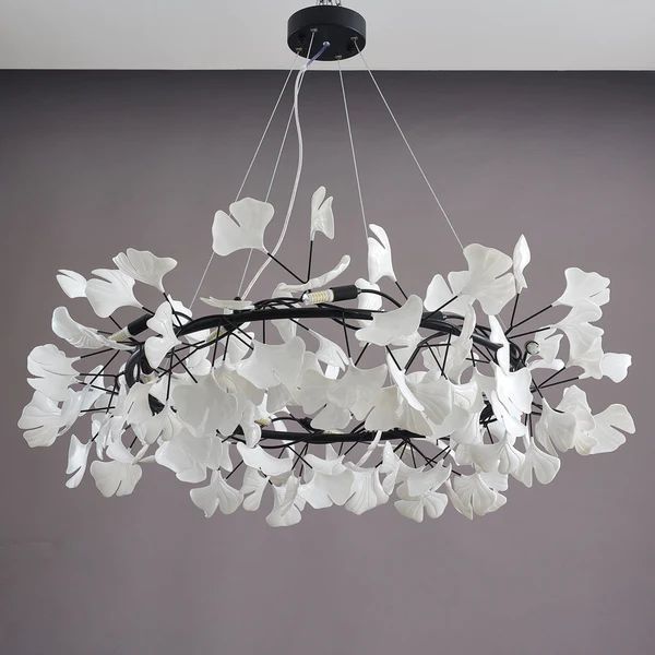 Ceramic Ginkgo Circle Chandelier