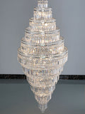 Chrome Extra Large Crystal Chandelier for Foyer Staircase Living Room Entrance Ceiling Light Fixture In Silver