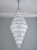 Chrome Extra Large Crystal Chandelier for Foyer Staircase Living Room Entrance Ceiling Light Fixture In Silver