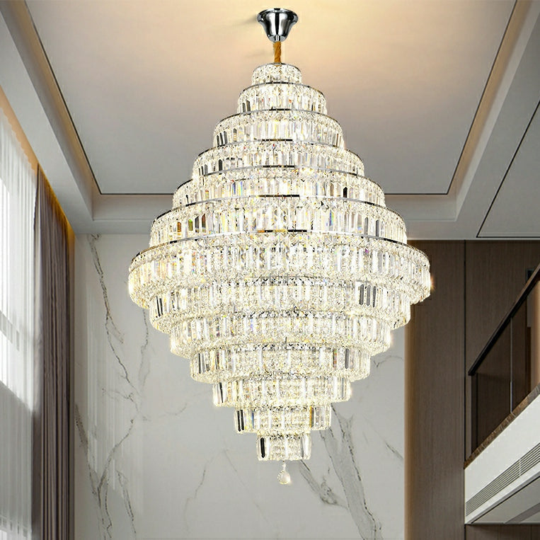 Chrome/ Silver Extra Large Chandelier For Foyer Living Room Staircase Crystal Ceiling Lighting Fixture