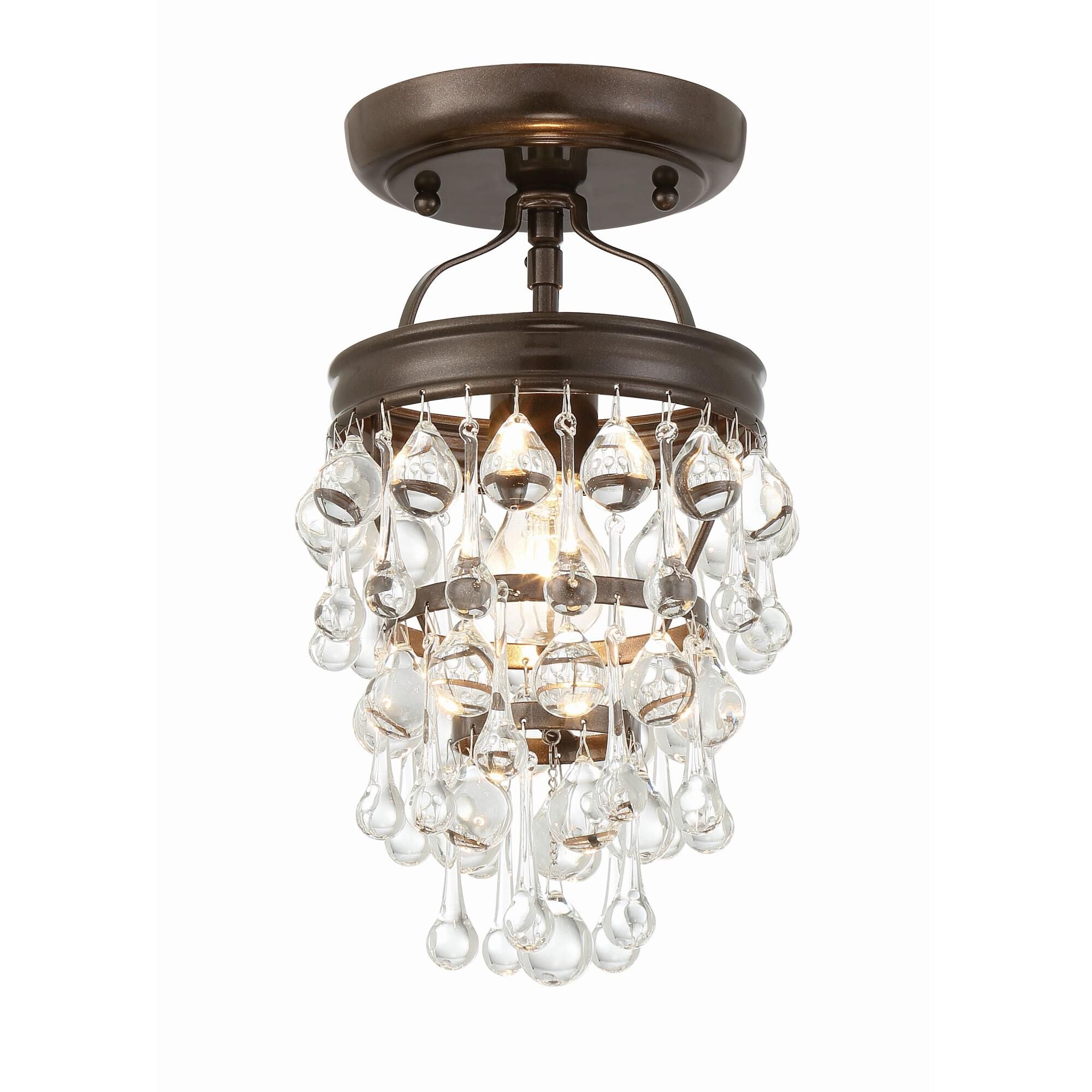 Crystorama Calypso 7" 1-Light Vibrant Gold Clear Crystal Semi-Flush Mount