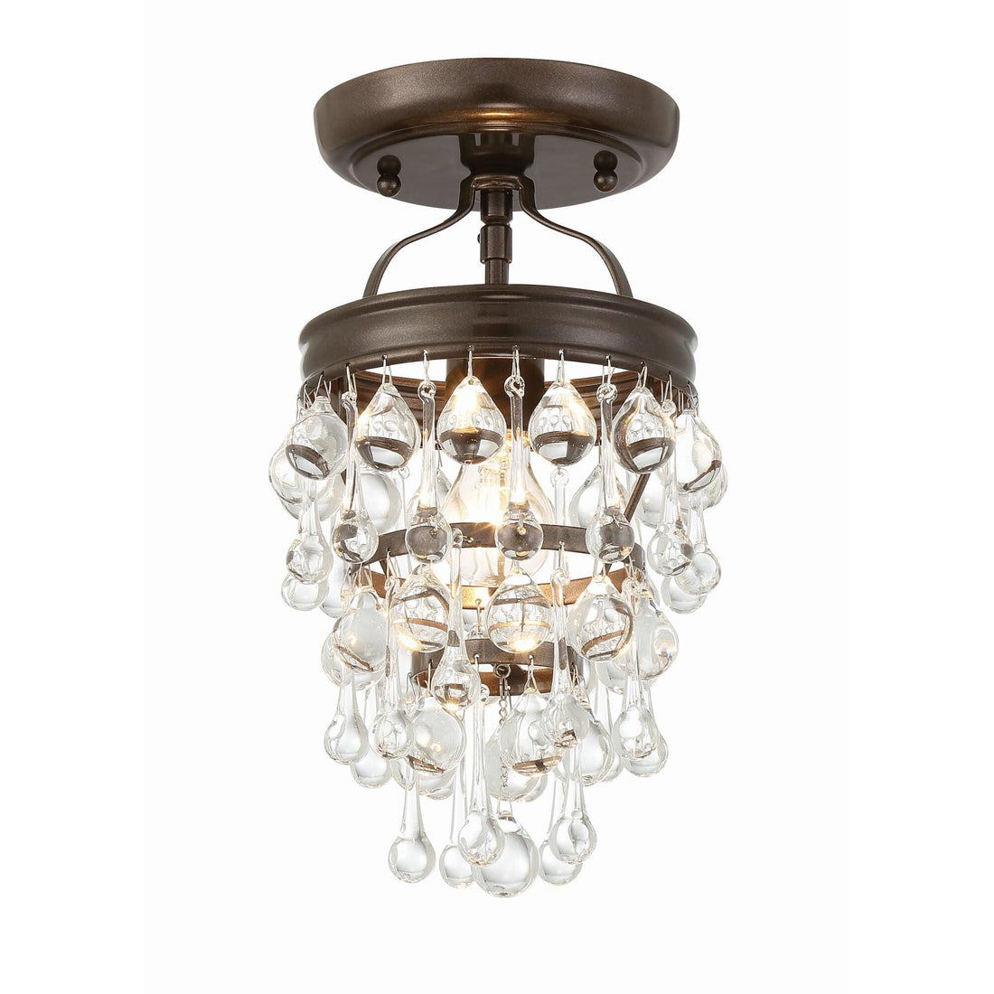 Crystorama Calypso 7" 1-Light Vibrant Gold Clear Crystal Semi-Flush Mount