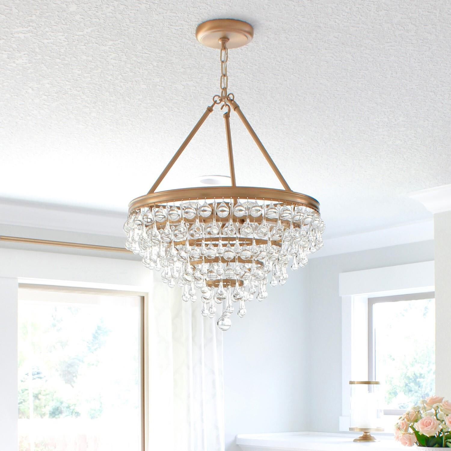 Crystorama Calypso Small Victorian Chandelier - 6 Light, Vintage Gold