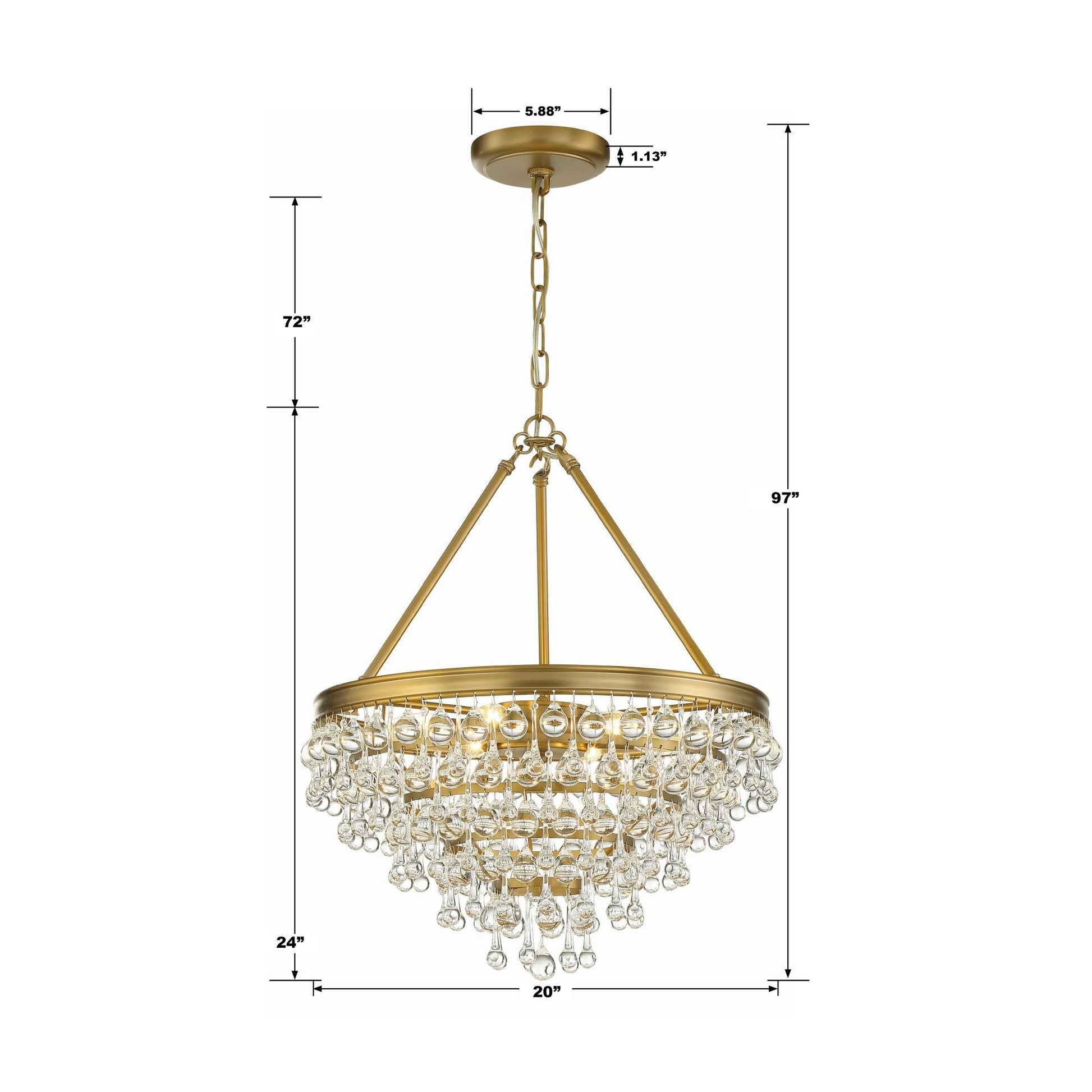 Crystorama Calypso Small Victorian Chandelier - 6 Light, Vintage Gold