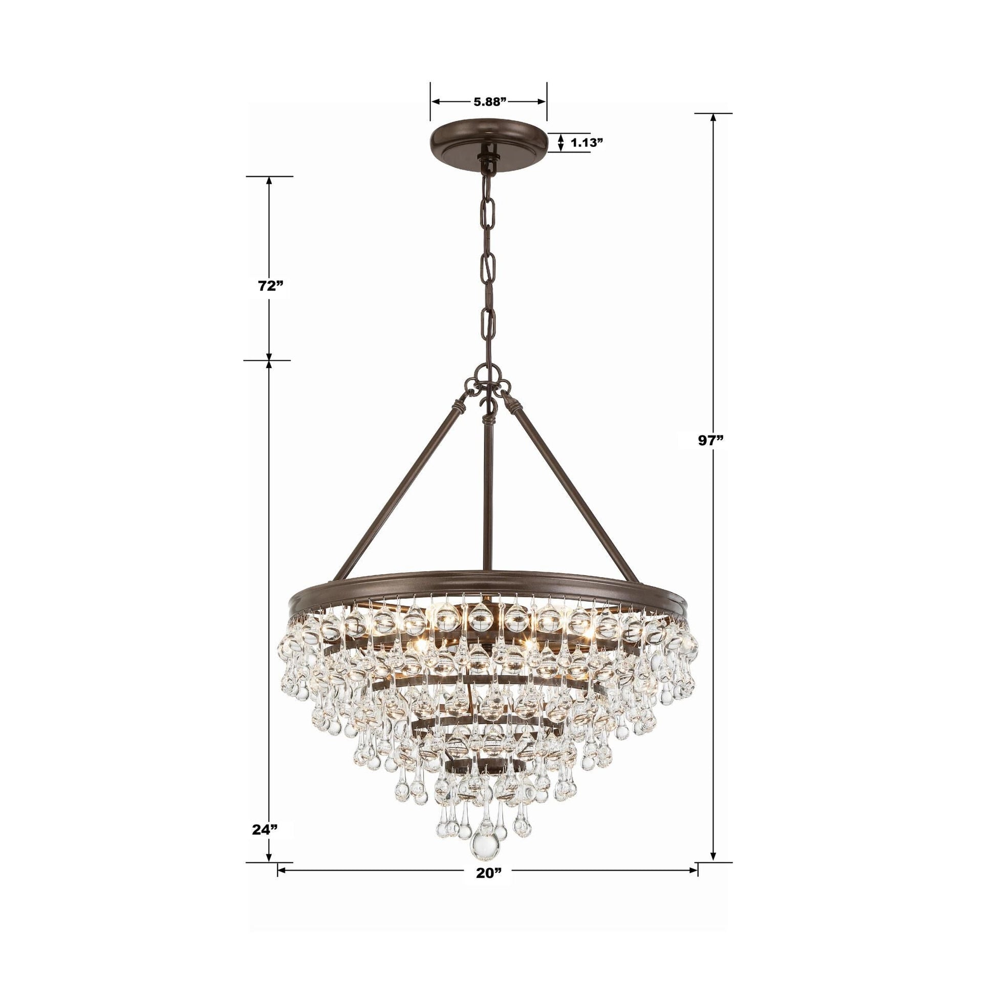 Crystorama Calypso Small Victorian Chandelier - 6 Light, Vintage Gold