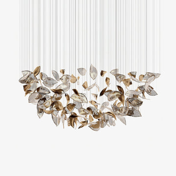 Shake Leaves Chandelier,Luxury High-End Glass Leaves Floating Chandelier for Hotel/Villa/Living Room