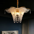 Decorative Beaded Crystal Brass Chandelier Elegant Ceiling Light Fixture For Living Room/ Bedroom