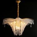 Decorative Beaded Crystal Brass Chandelier Elegant Ceiling Light Fixture For Living Room/ Bedroom