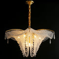 Decorative Beaded Crystal Brass Chandelier Elegant Ceiling Light Fixture For Living Room/ Bedroom