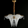 Decorative Beaded Crystal Brass Chandelier Elegant Ceiling Light Fixture For Living Room/ Bedroom