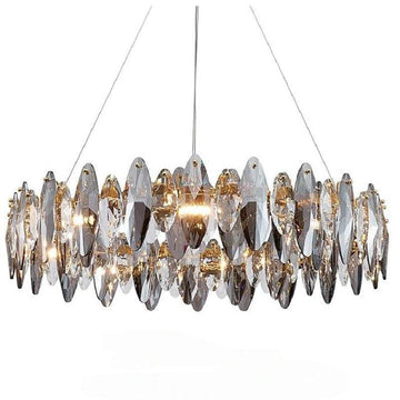 Denise Modern Round Smoke Crystal Chandelier - Ineffable Lighting