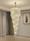 Elegant Foyer Hall Chandelier Long Crystal Ceiling Light Fixture For Living Room Entryway Staircase