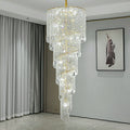 Elegant Foyer Hall Chandelier Long Crystal Ceiling Light Fixture For Living Room Entryway Staircase