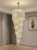 Elegant Foyer Hall Chandelier Long Crystal Ceiling Light Fixture For Living Room Entryway Staircase