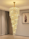 Elegant Foyer Hall Chandelier Long Crystal Ceiling Light Fixture For Living Room Entryway Staircase