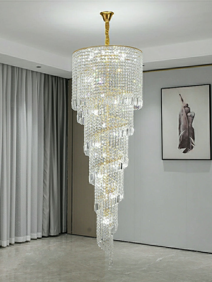 Elegant Foyer Hall Chandelier Long Crystal Ceiling Light Fixture For Living Room Entryway Staircase